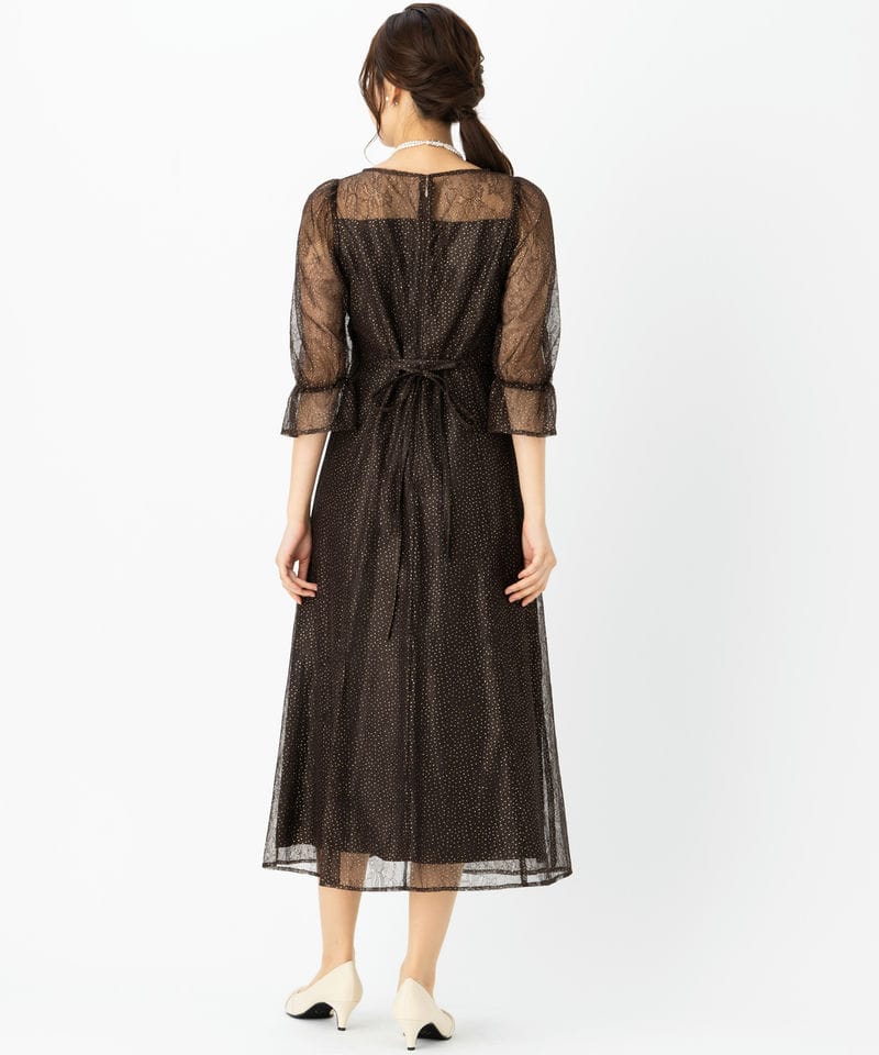 Aimer エメ グリッターレースフィット&フレアドレス ブラウン系 | 結婚