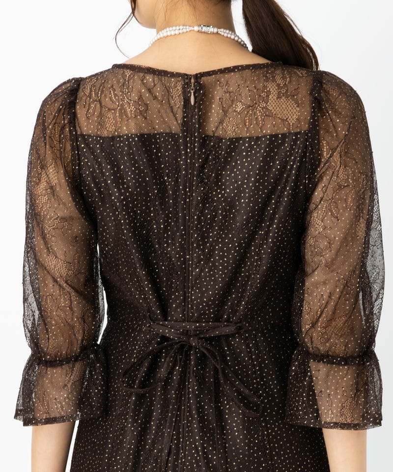 Aimer エメ グリッターレースフィット&フレアドレス ブラウン系 | 結婚