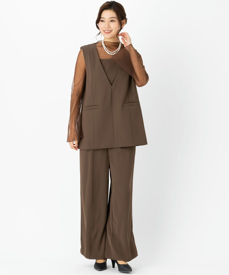 Select Shop 【パンツドレス2点SET】チュールレイヤードトップスワイド