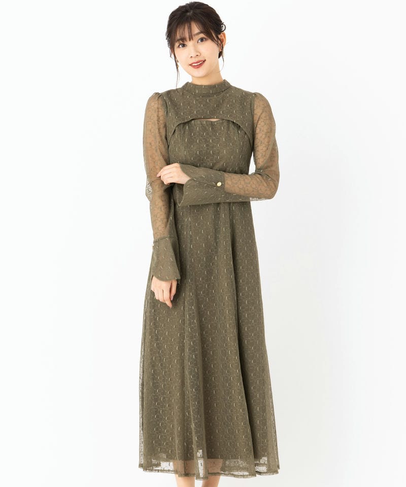 Select Shop バックオープンティアドロップドレス その他 x グリーン系