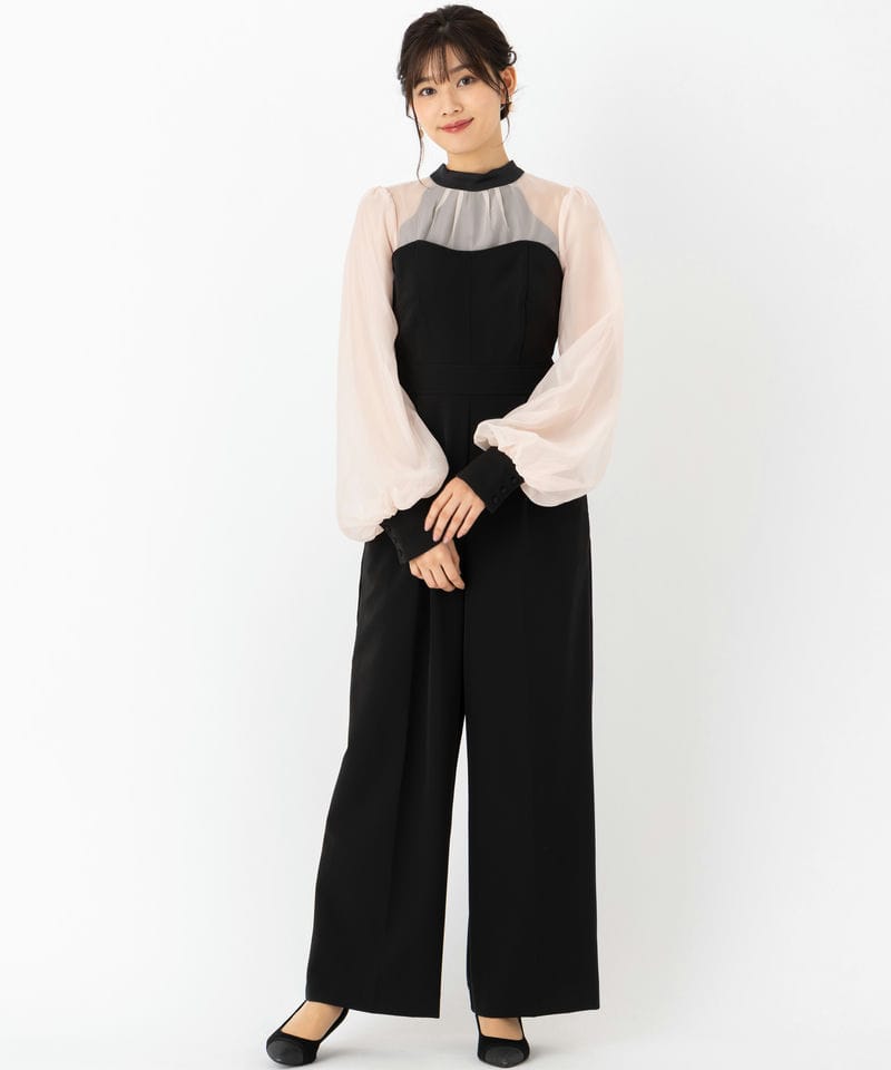 SNIDEL スナイデル シアーTOPSベアオールインワン ブラック系 | 結婚式