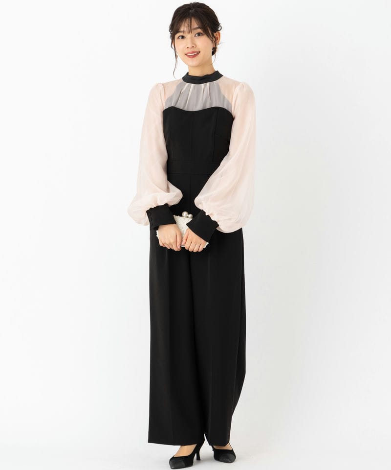 SNIDEL スナイデル シアーTOPSベアオールインワン ブラック系 | 結婚式