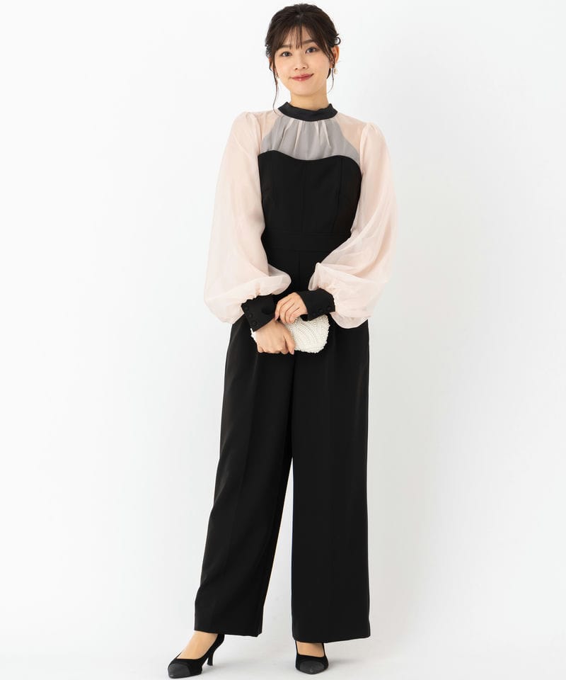 SNIDEL スナイデル シアーTOPSベアオールインワン ブラック系 | 結婚式