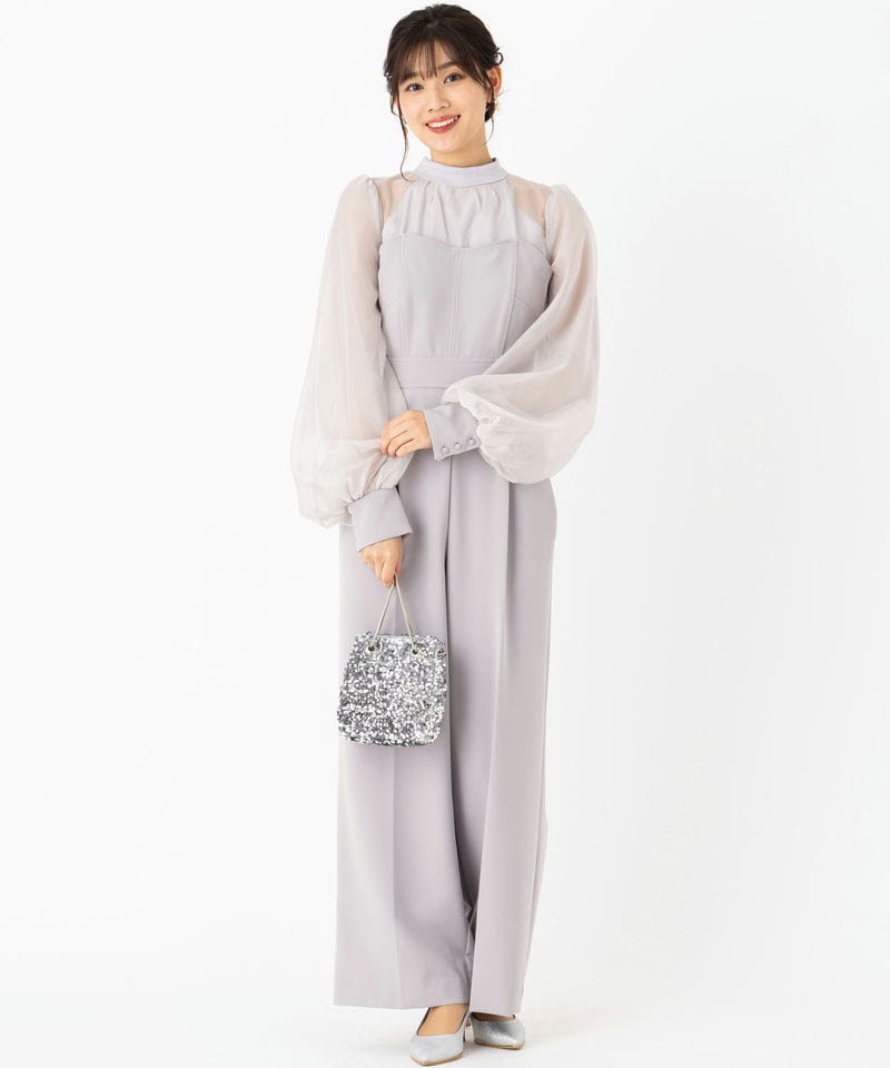 SNIDEL スナイデル シアーTOPSベアオールインワン グレー系 | 結婚式