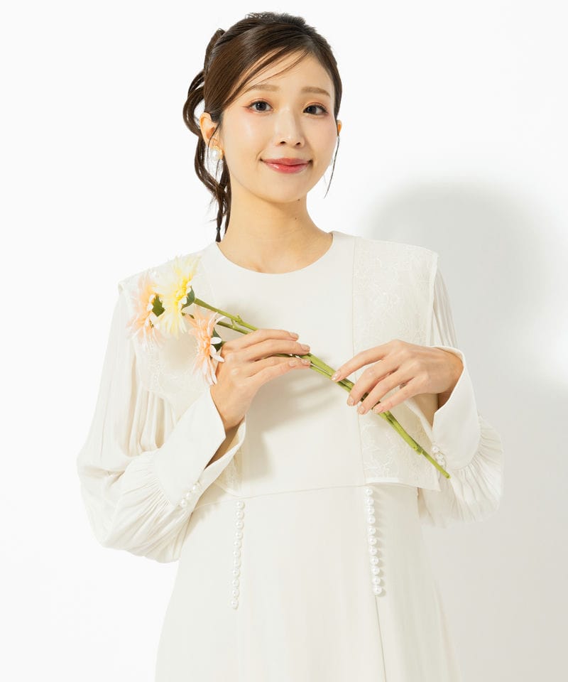 CELFORD セルフォード リボンタイ付きプリーツワンピース ベージュ系