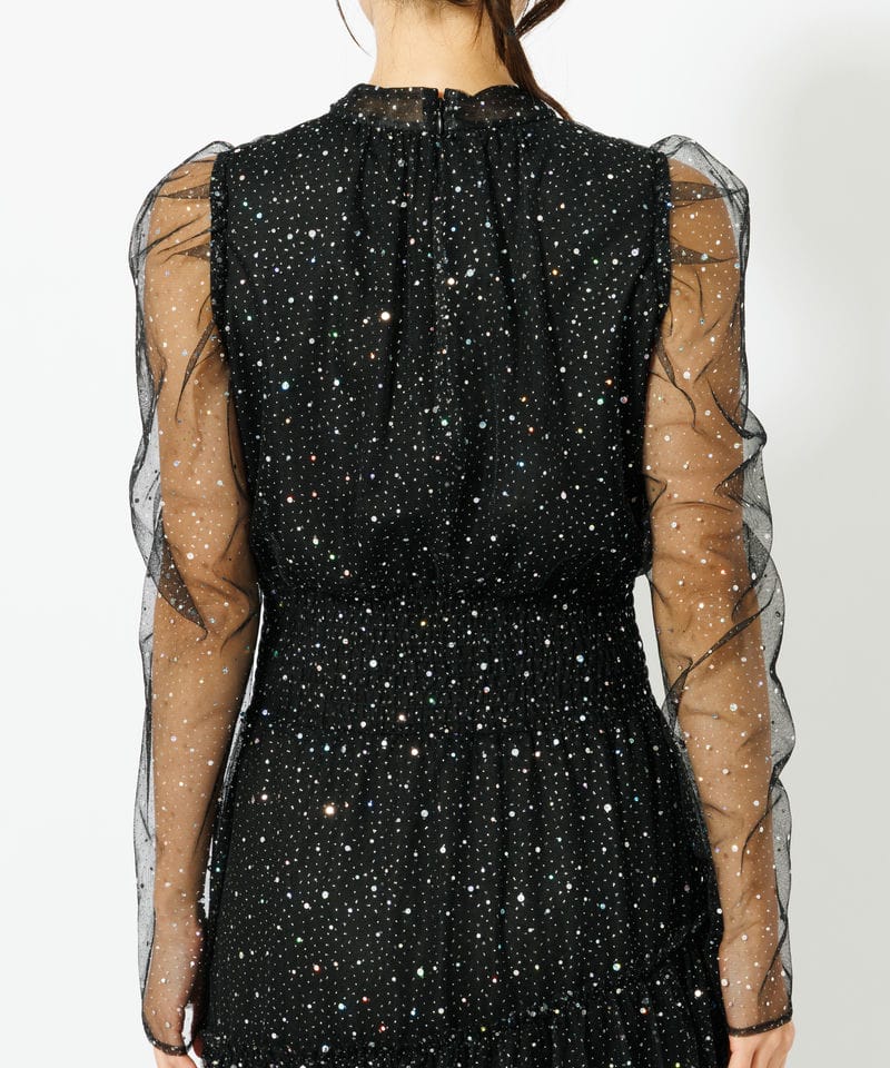 FURFUR ファーファー ロングスリーブラメチュールドレス ブラック系