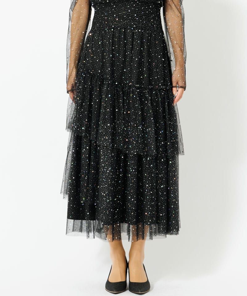 FURFUR ファーファー ロングスリーブラメチュールドレス ブラック系