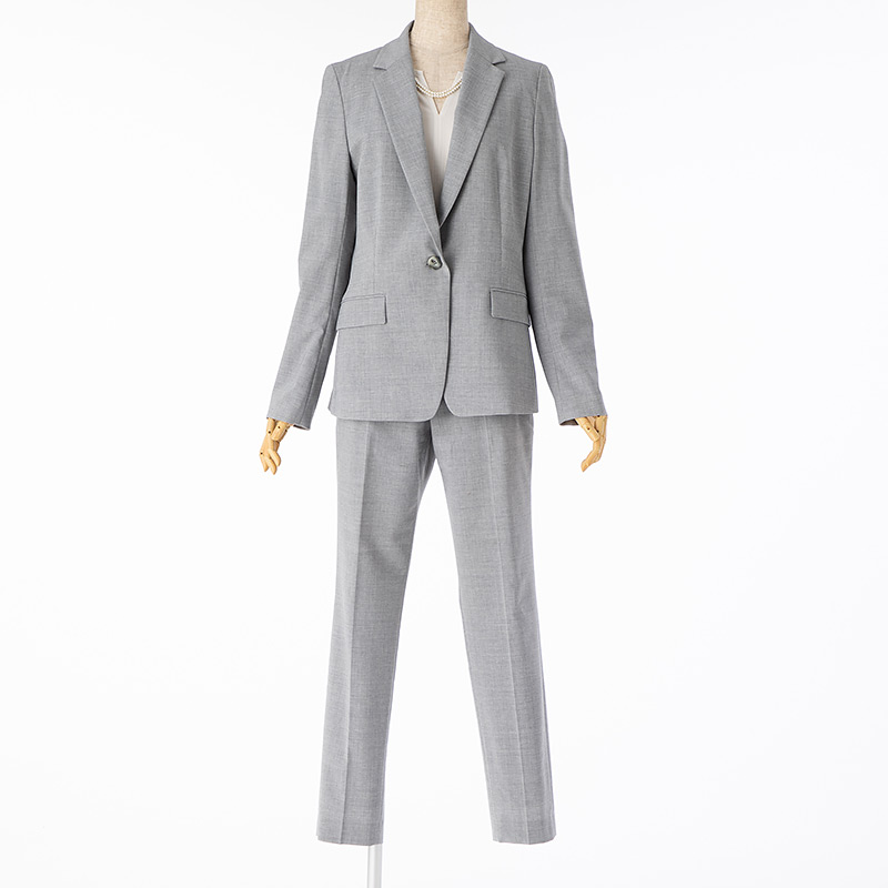 INED 【スーツ3点SET】ジャケット+パンツ+ブラウス グレー系 | 結婚式