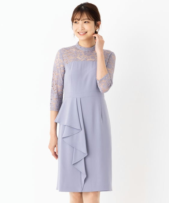 ANAYI アナイ ライトケミカルフラワーレースドレス ブルー系 | 結婚式