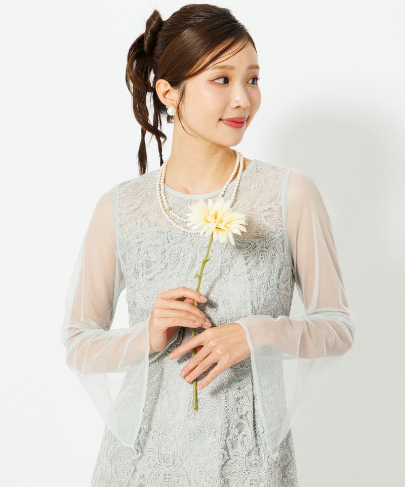 ANDRESD アンドレスド リーフエンブロイダリーバックデザインドレス