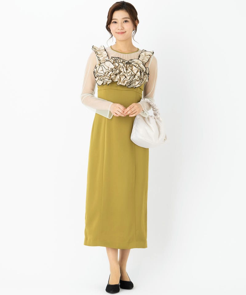 LilyBrown リリーブラウン フラワービスチェセットドレス イエロー系