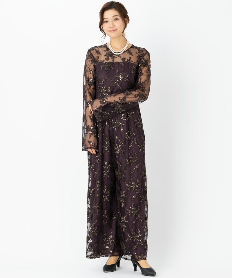 Ameri VINTAGE アメリヴィンテージ スパンコールレースロンパース