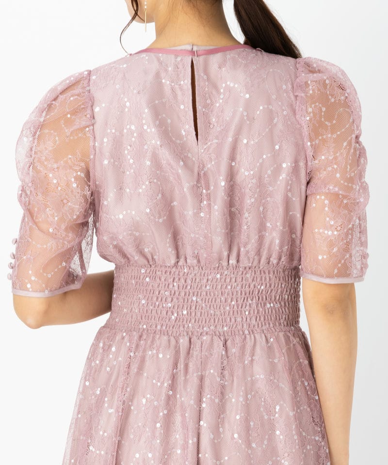 JILL STUART ジルスチュアート スパンコール付きレースドレス ピンク系