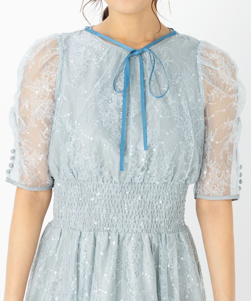 JILL STUART ジルスチュアート スパンコール付きレースドレス ブルー系