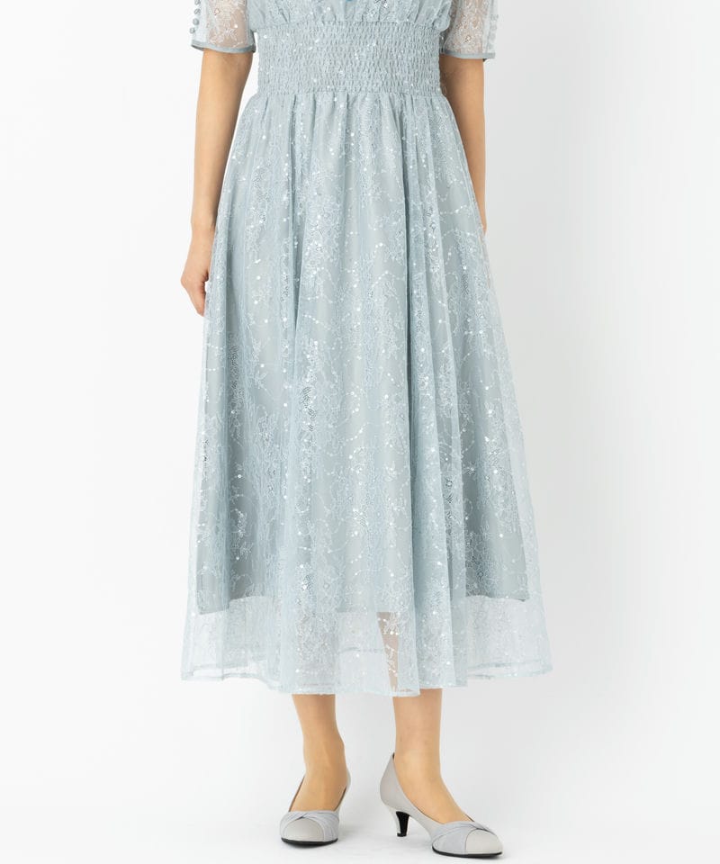 JILL STUART ジルスチュアート スパンコール付きレースドレス ブルー系