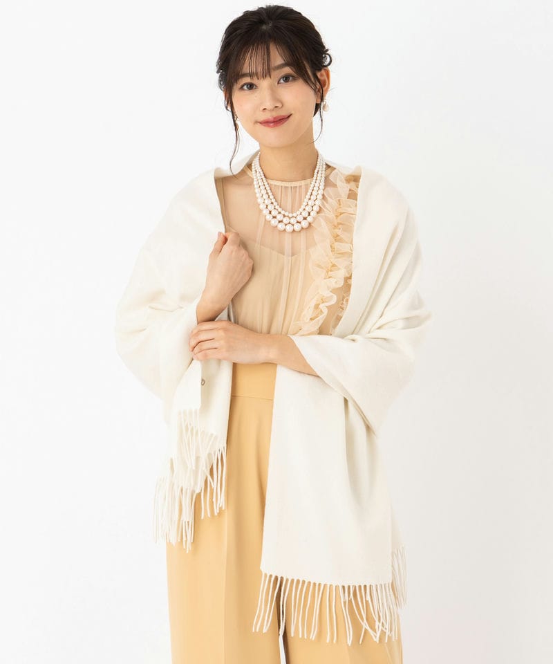 JILL STUART ジルスチュアート ウールカシミヤストール ホワイト系 x