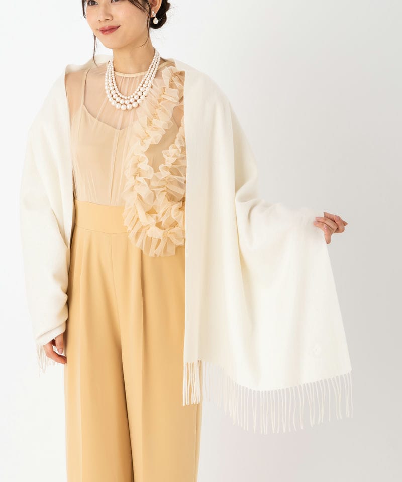 JILL STUART ジルスチュアート ウールカシミヤストール ホワイト系 x