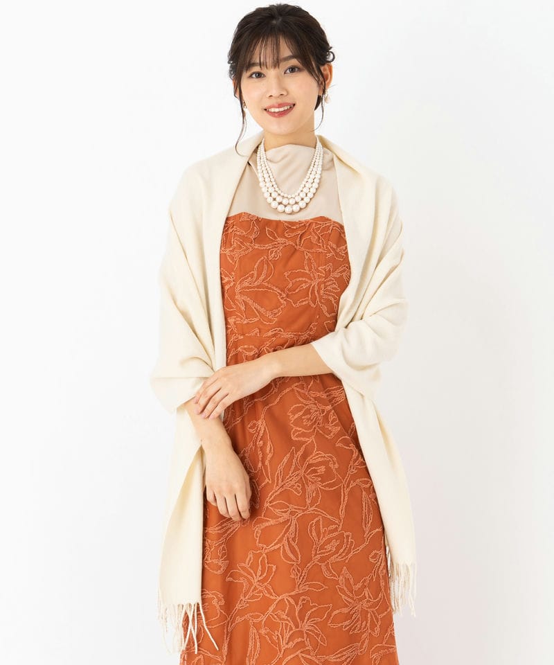 LOUIS VUITTON シルク混ショール・モノグラム ルレックス ゴールド系