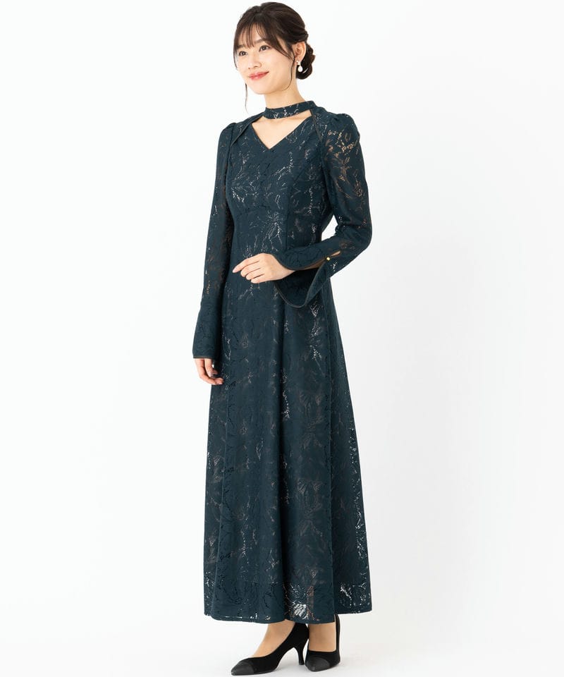 Select Shop バックオープンティアドロップドレス その他 x グリーン系