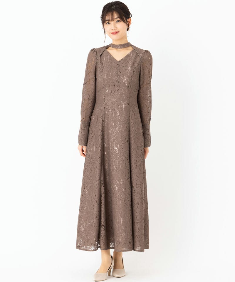 Select Shop バックオープンティアドロップドレス その他 x ベージュ系