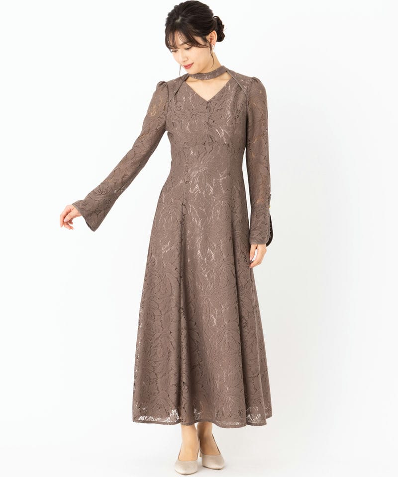 Select Shop バックオープンティアドロップドレス その他 x ベージュ系