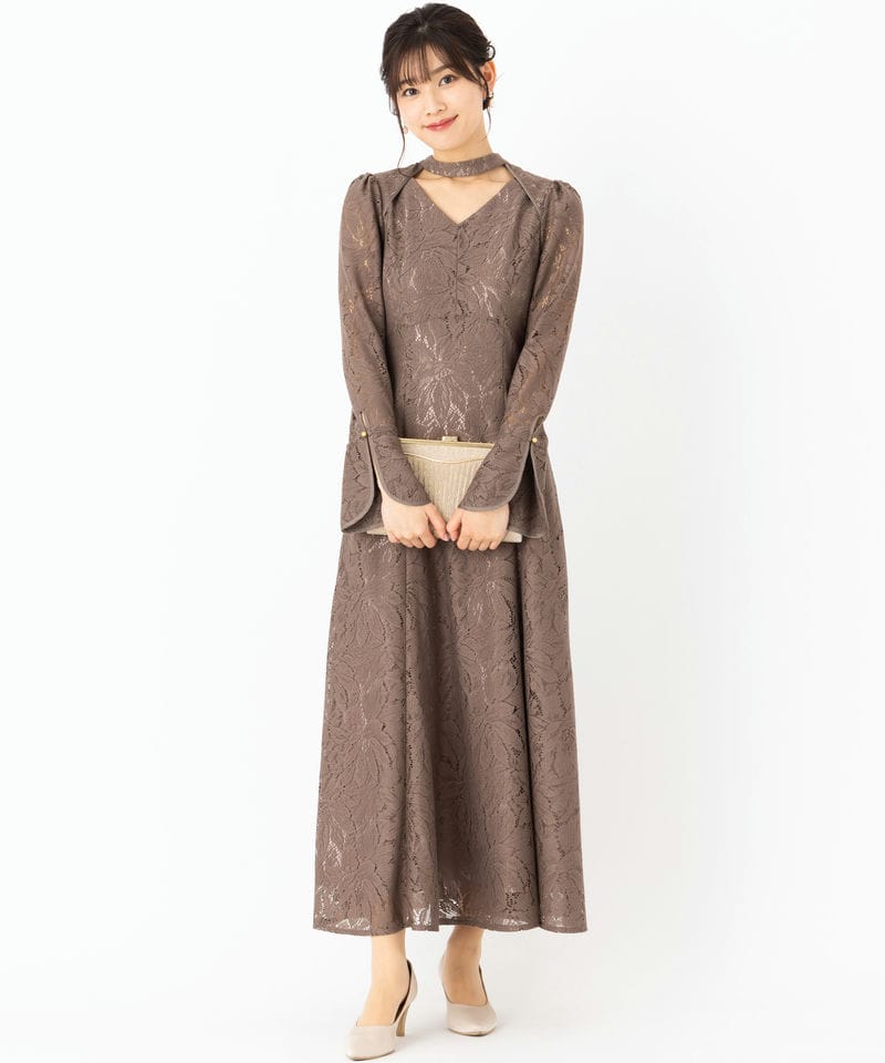 Select Shop バックオープンティアドロップドレス その他 x ベージュ系