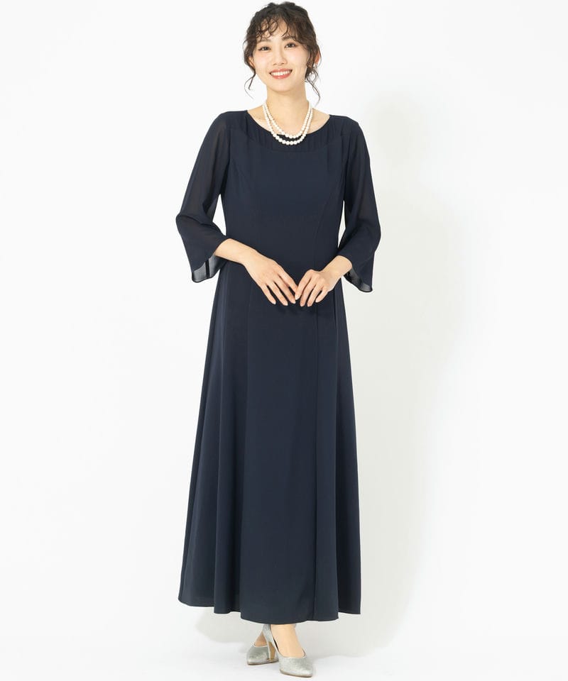 【新品】Aimer エメ　ラッセルレース七分袖ロングドレス Sサイズ Aimer エメ ラッセルレース7分袖ロングドレス その他 x グリーン系