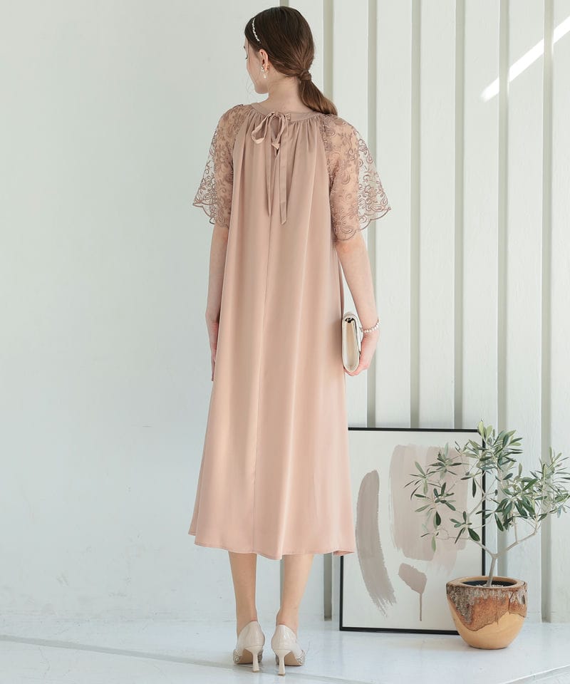 Select Shop Aライン刺繍ドレス その他 x ピンク系 x ベージュ系