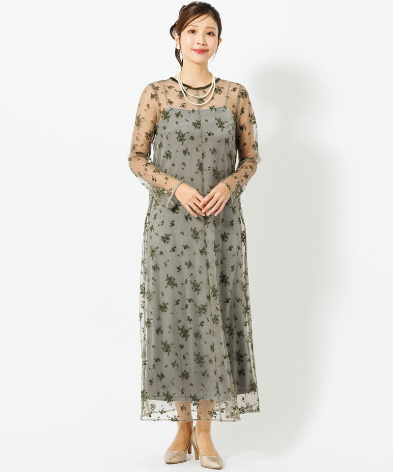 kaene カエン フロッキーベロア2wayドレス その他 x グリーン系 | 結婚