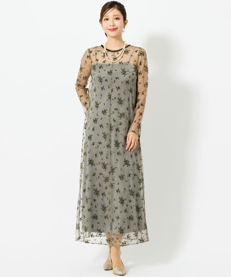 kaene カエン フロッキーベロア2wayドレス その他 x グリーン系 | 結婚