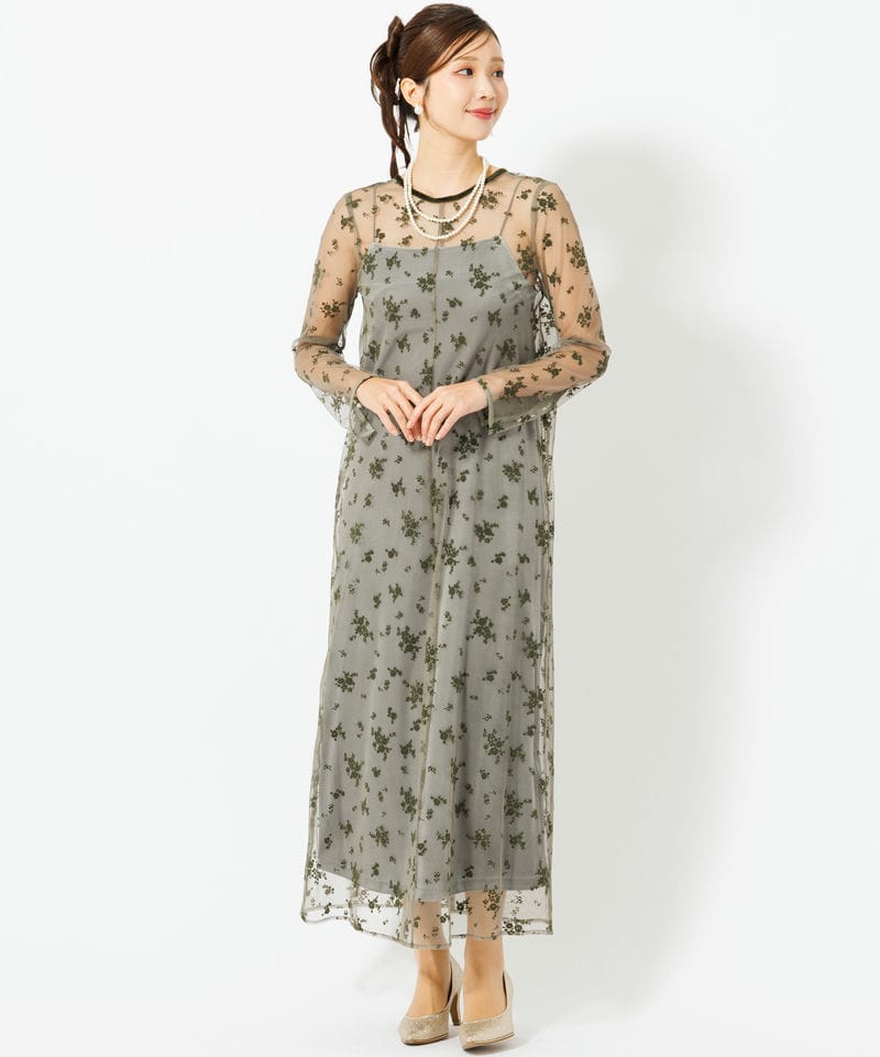 kaene カエン フロッキーベロア2wayドレス その他 x グリーン系 | 結婚
