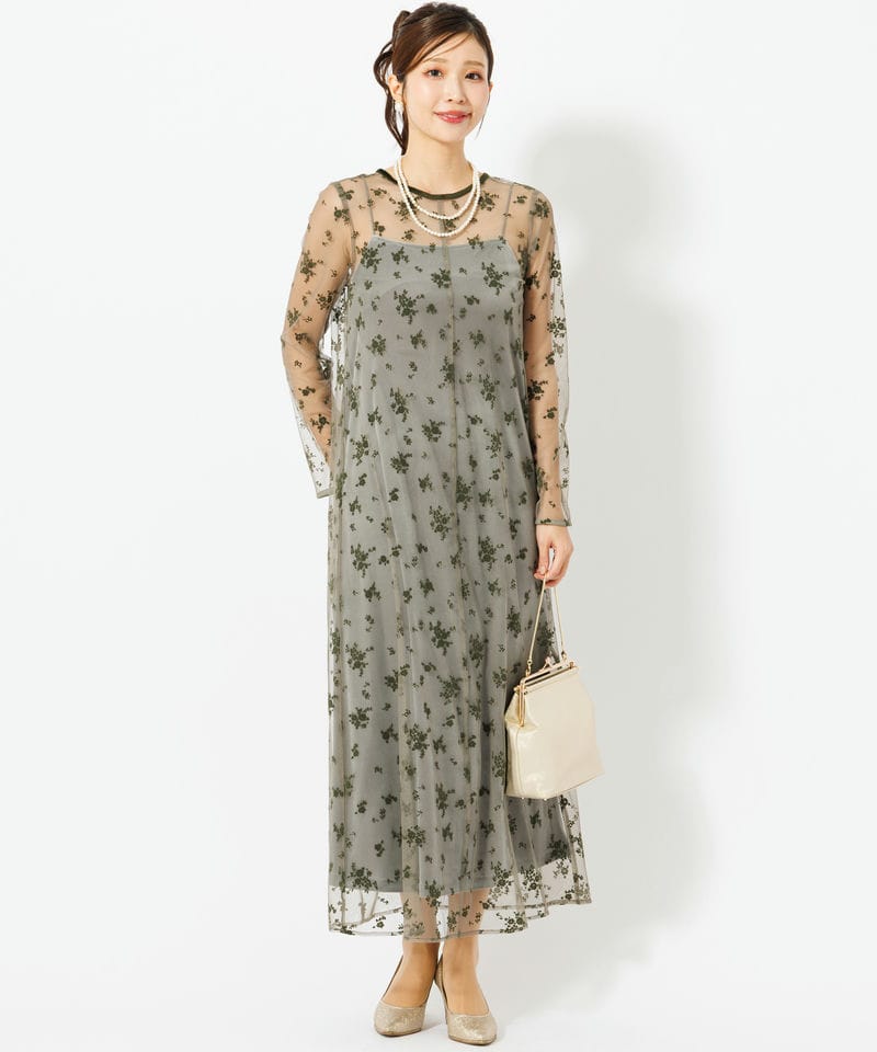 kaene カエン フロッキーベロア2wayドレス その他 x グリーン系 | 結婚