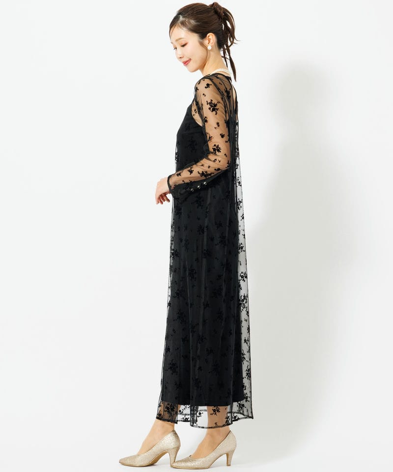 kaene カエン フロッキーベロア2wayドレス ブラック系 | 結婚式