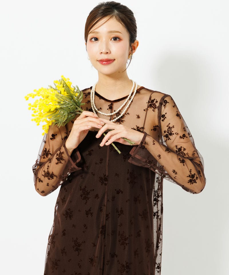 kaene カエン フロッキーベロア2wayドレス ブラウン系 | 結婚式