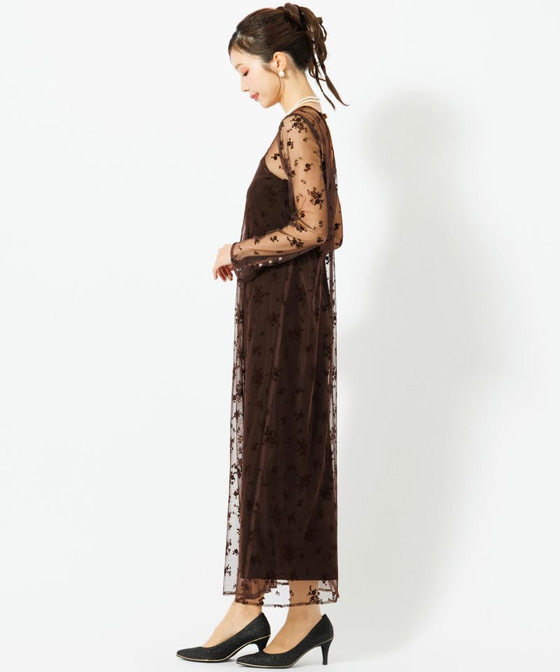 kaene カエン フロッキーベロア2wayドレス ブラウン系 | 結婚式