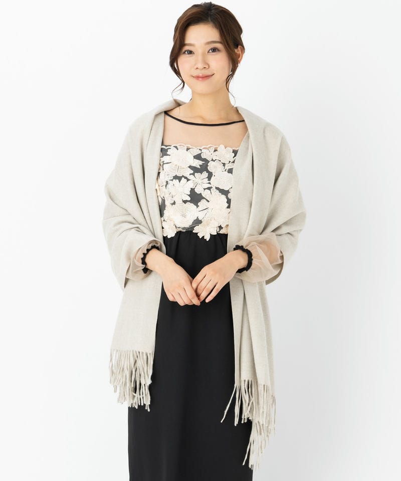 LOUIS VUITTON シルク混ショール・モノグラム ルレックス ゴールド系