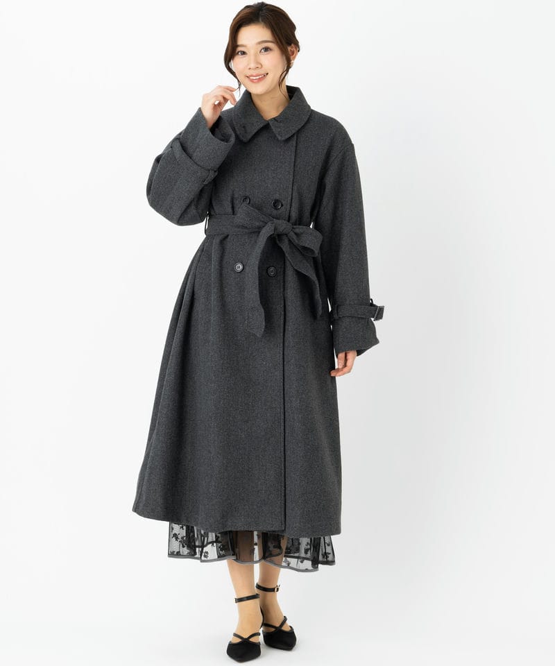 NICE CLAUP ナイスクラップ ケープ付きマルチロングコート グレー系