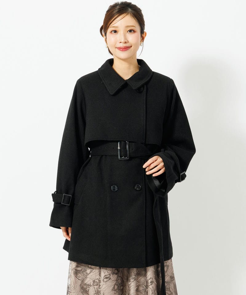 Select Shop ニットモッサマルチウェイケープコート ブラック系 | 結婚