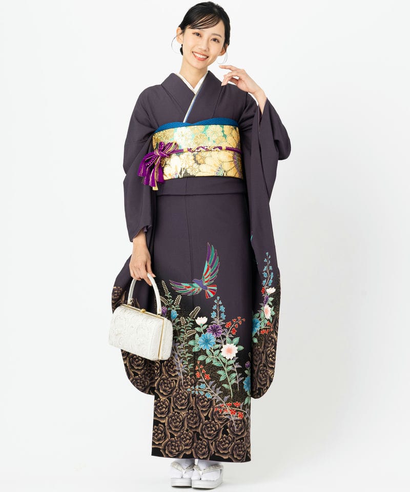 Select Shop 【振袖】三才鳥と薔薇 ネイビー系 | 結婚式パーティーの