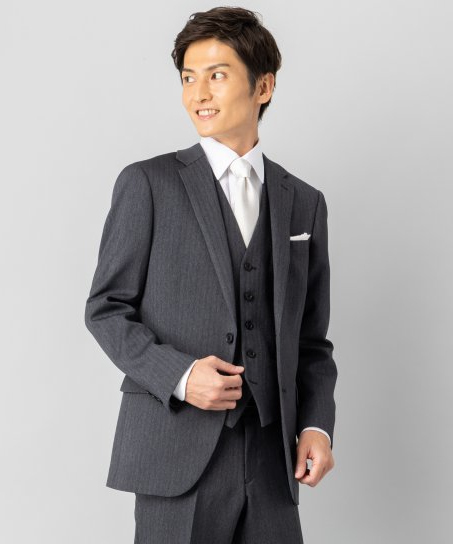 Select Shop ヘリンボーン3ピーススーツ グレー系 | 結婚式パーティー