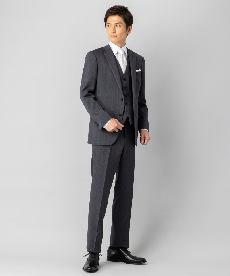 37【新品同様】アンタイトル パンツスーツ 2 グレー M ヘリンボーン