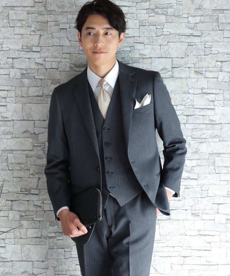 Select Shop ヘリンボーン3ピーススーツ グレー系 | 結婚式パーティー