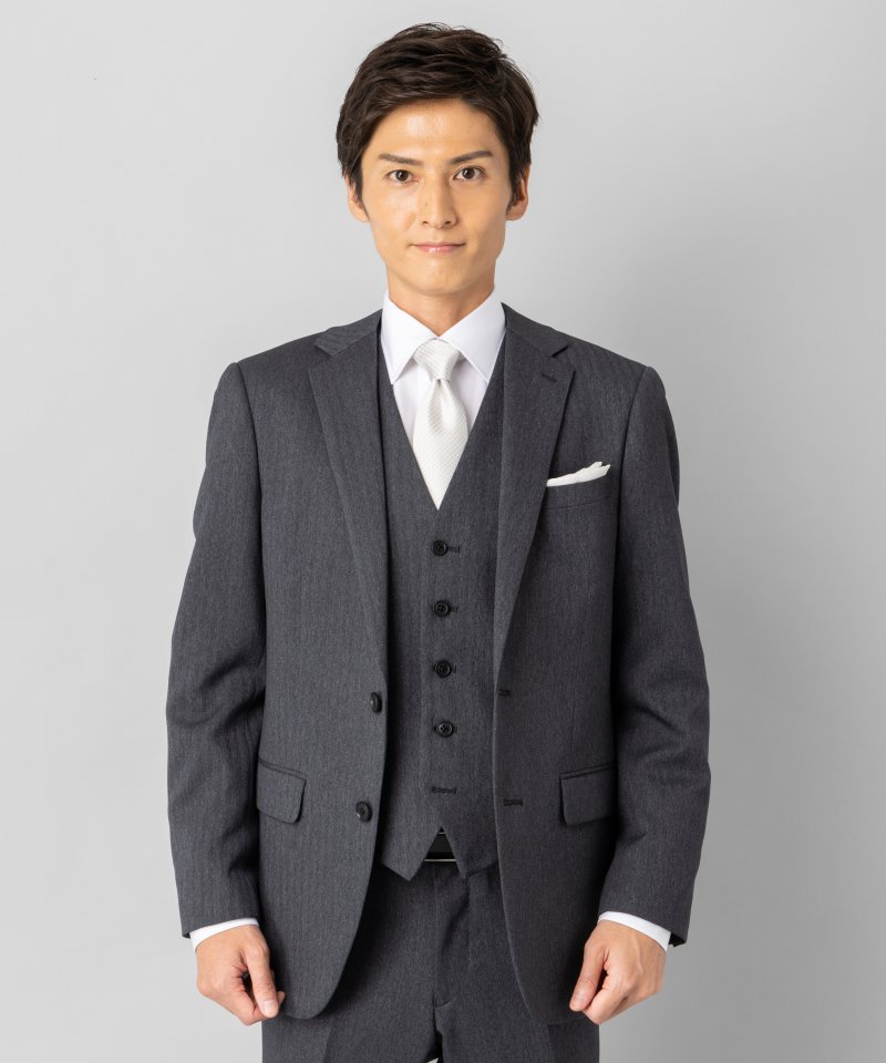 Select Shop ヘリンボーン3ピーススーツ グレー系 | 結婚式パーティー
