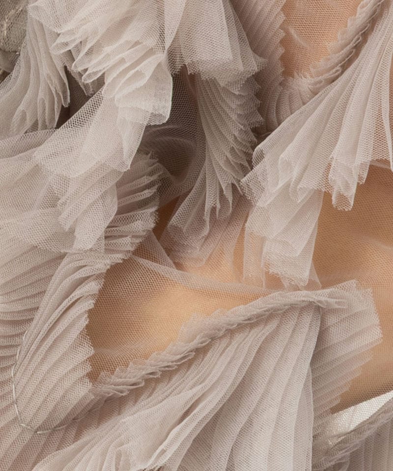 Leja レジャ フラワースパンコールチュールフリルスリーブIライン