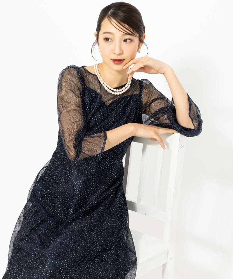 JILL STUART ジルスチュアート ラメコードレースバイカラードレス