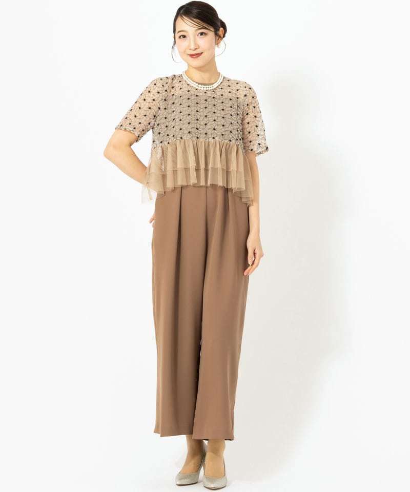 Aimer 【ドレス3点セット】エメ 総レース5分袖リンクオールインワン