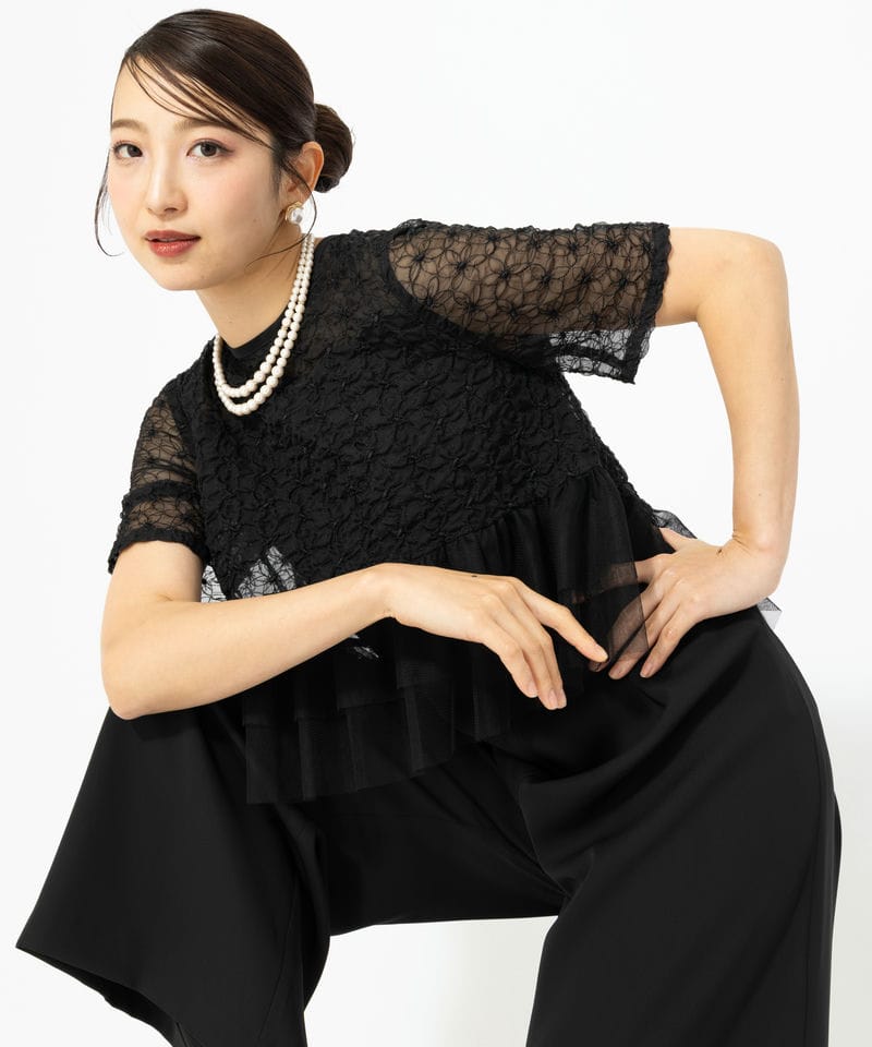 GRACE CONTINENTAL グレースコンチネンタル 刺繍ワイドサロペット