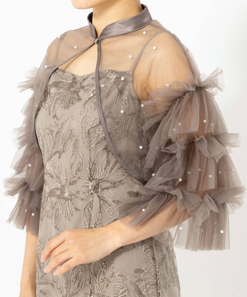 Leja レジャ パールフリルチュールボレロレイヤードIラインドレス