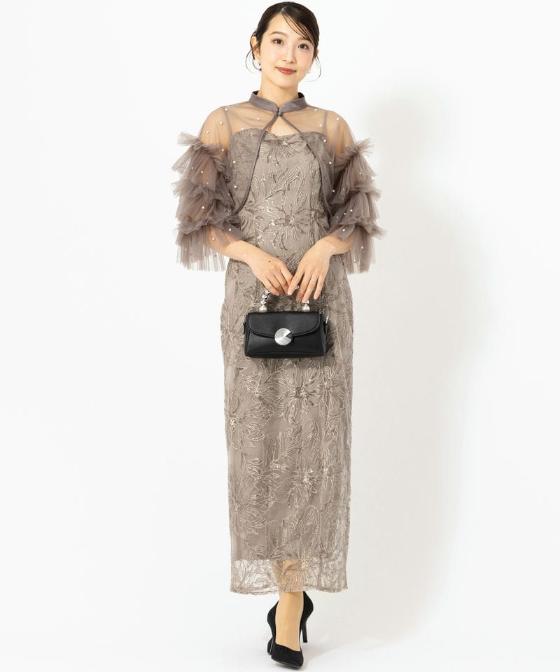 Leja レジャ パールフリルチュールボレロレイヤードIラインドレス