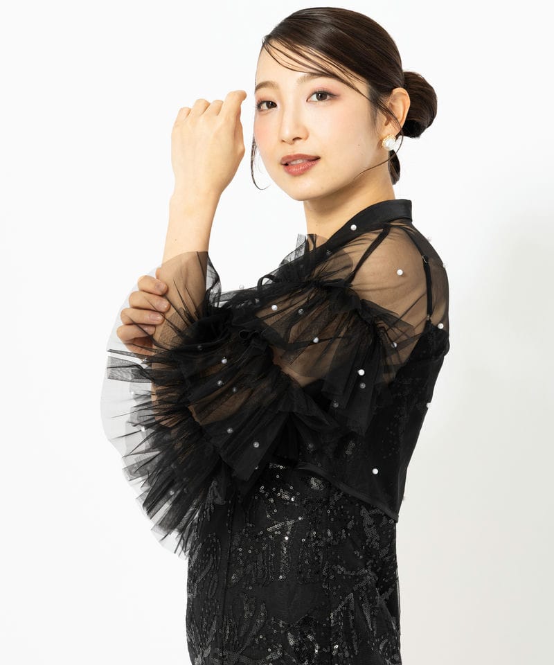 Leja レジャ パールフリルチュールボレロレイヤードIラインドレス